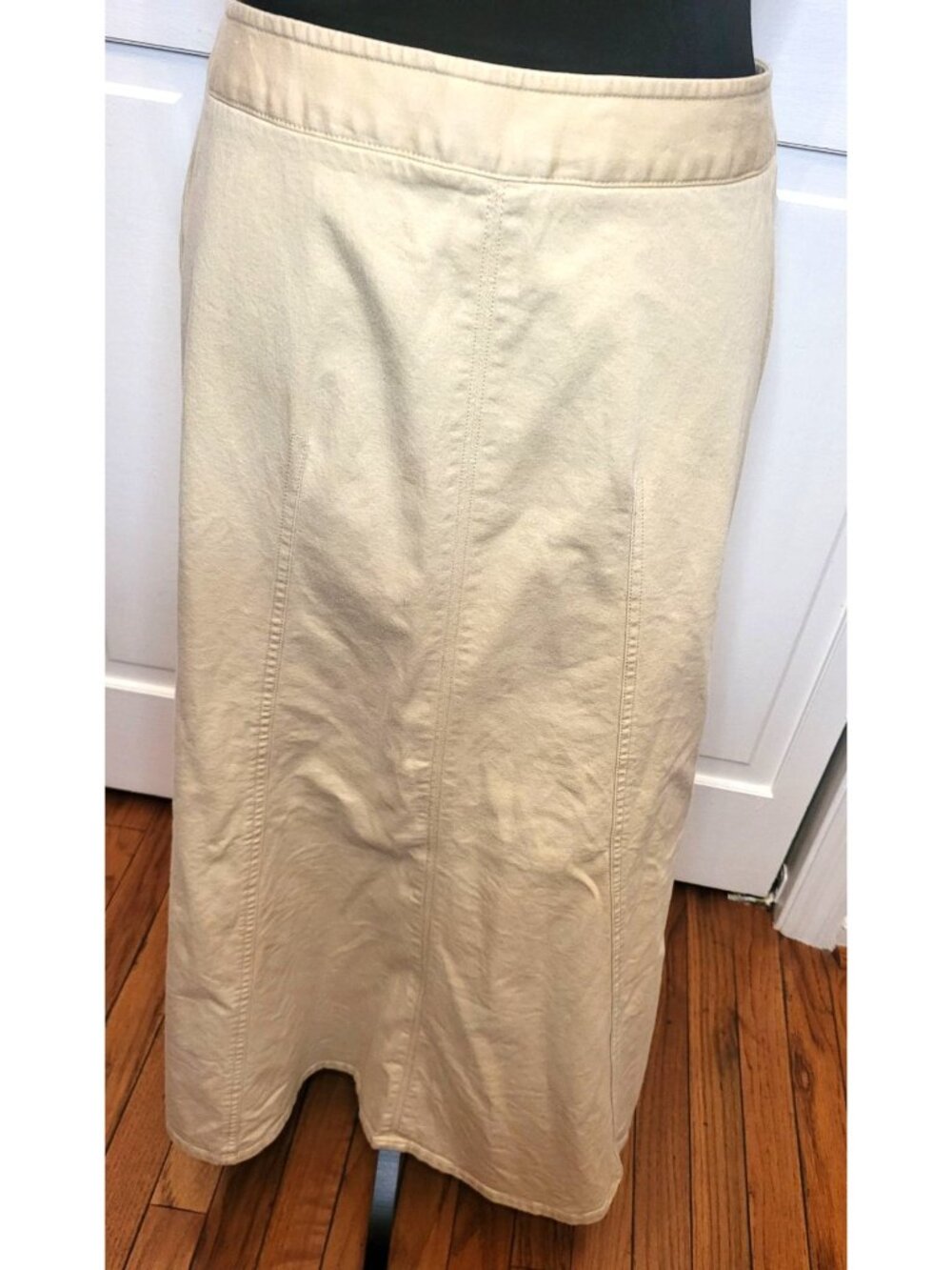 Talbots Khaki A Line Maxi Skirt Stretch 10 Classic Boho Preppy Modest Western